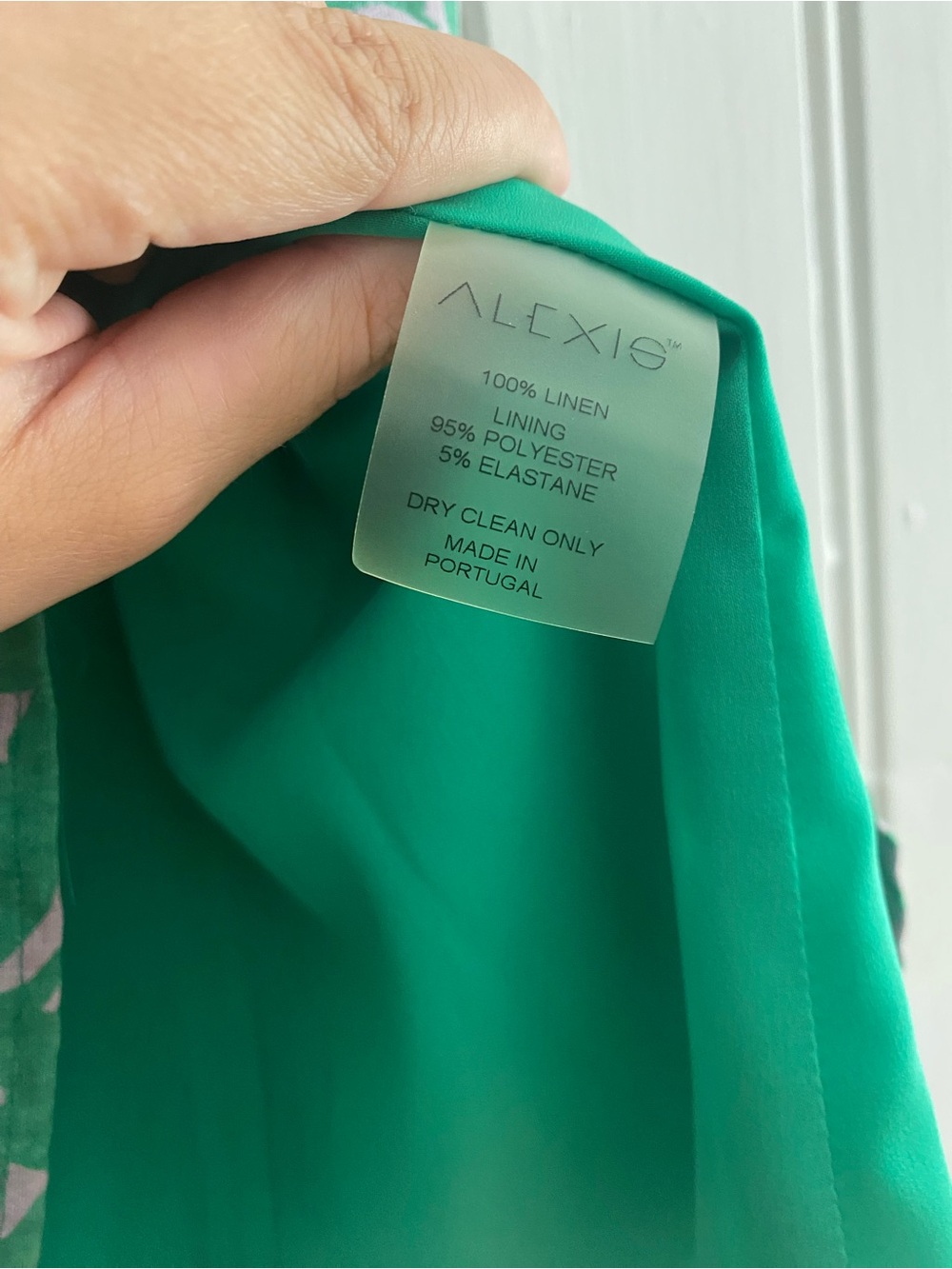 ALEXIS pilou printed green bontanical mini linen dress - Picture 6 of 11